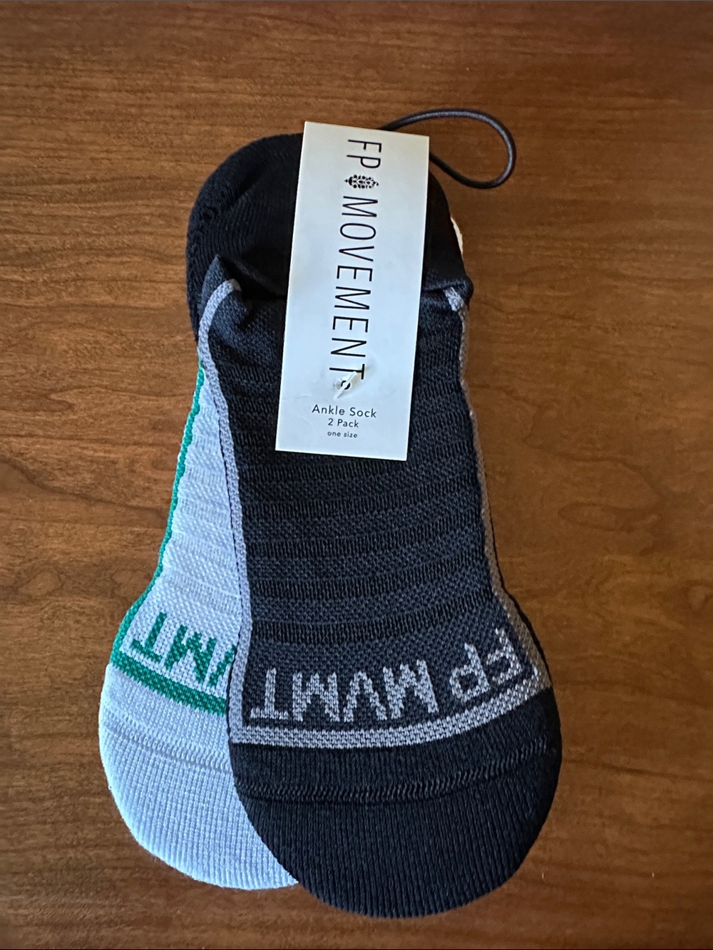 FP movement 2-Pack Ankle Socks - Black with Light Gray white with green NWT
